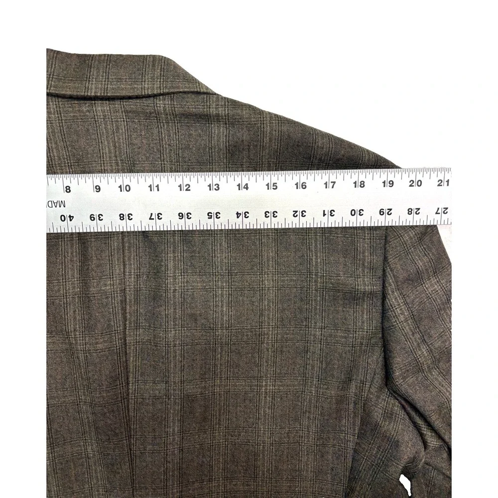 Hart Schaffner‎ Marx 42R Brown Plaid Flannel Wool Blazer Jacket Sport Suit Coat